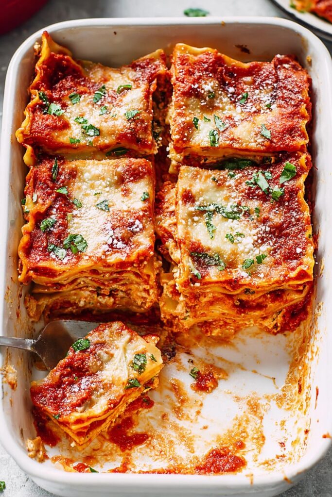Ricotta Cheese Lasagna with Marinara Sauce