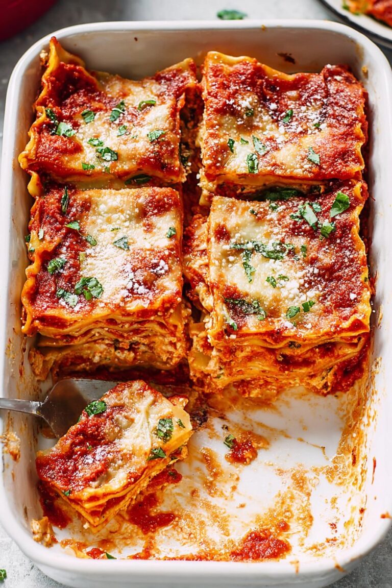 Ricotta Cheese Lasagna with Marinara Sauce