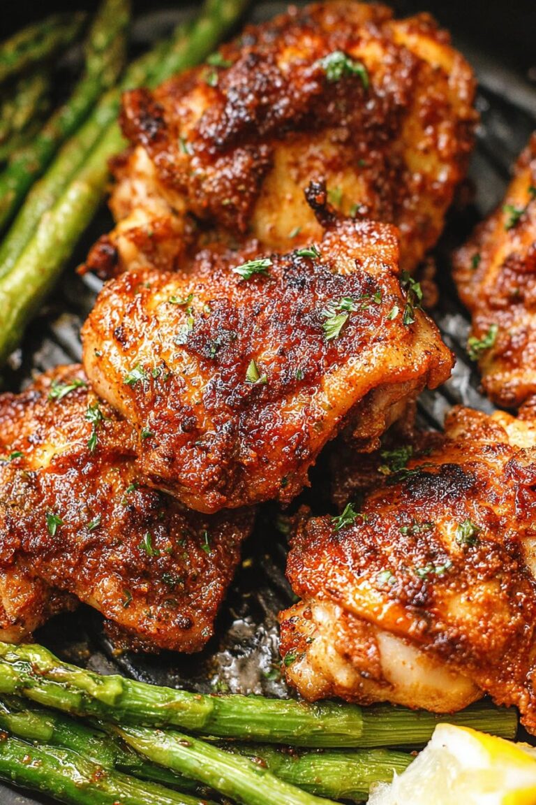 Air-Fryer Chicken Thighs and Asparagus