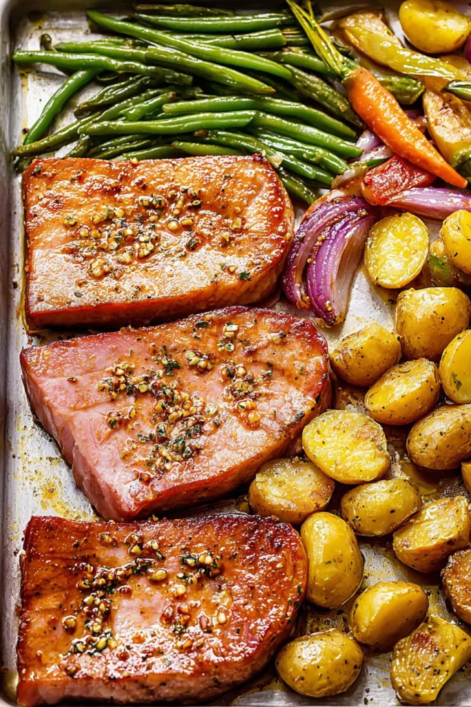 Baked Ham Steaks Sheet Pan Dinner