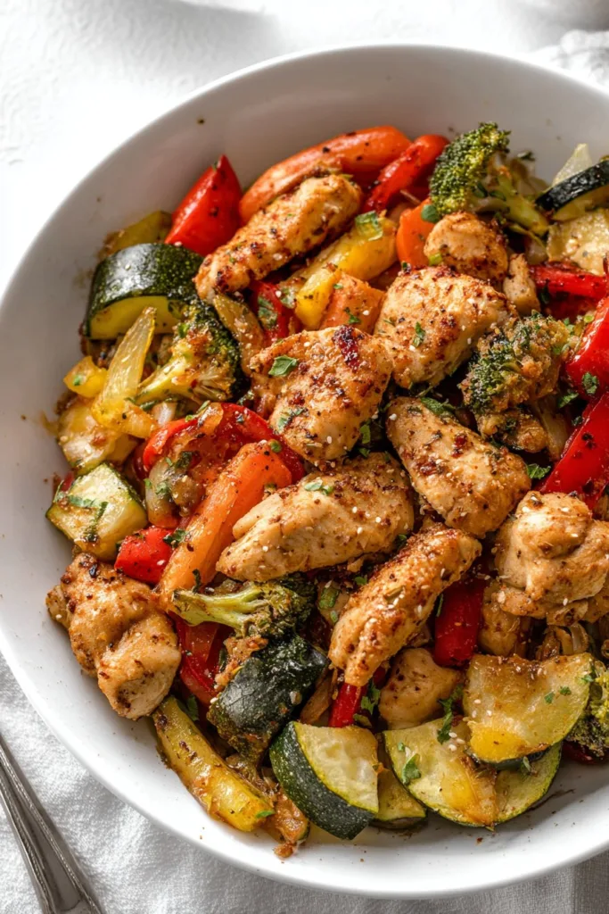 Air Fryer Chicken and Vegetables (in 15 minutes!)