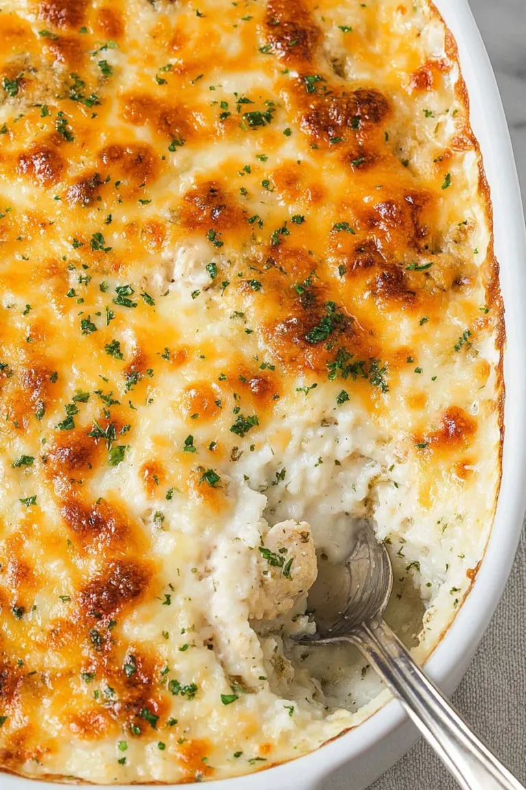 Creamy Chicken and Cauliflower Rice Casserole (Keto, Low-Carb)
