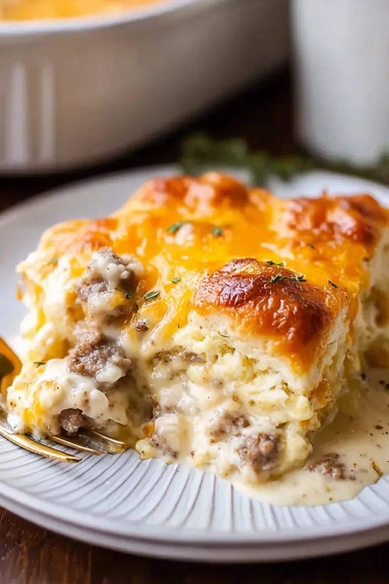 Biscuits and Gravy Breakfast Casserole
