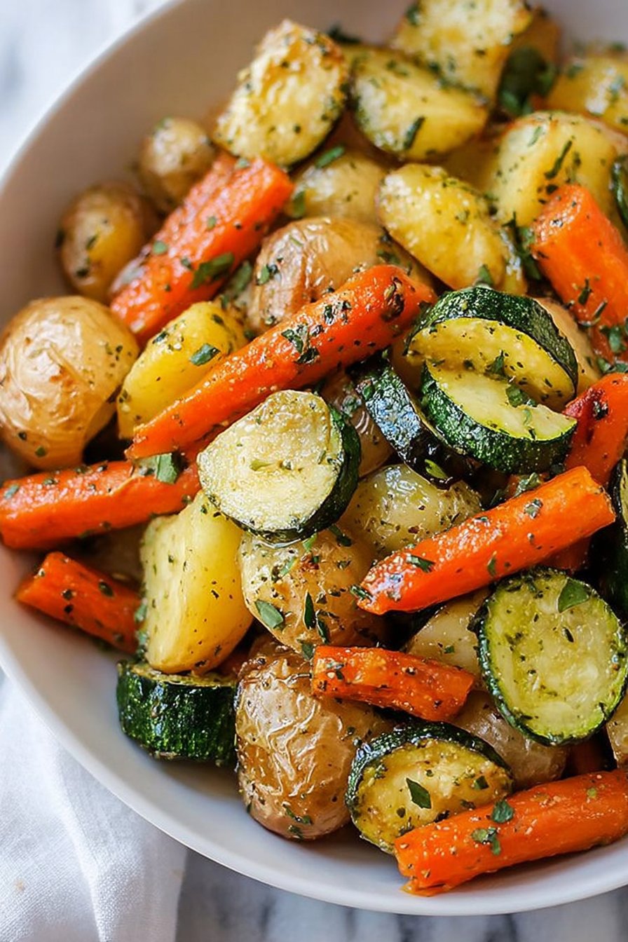Garlic Herb Roasted Potatoes Carrots and Zucchini