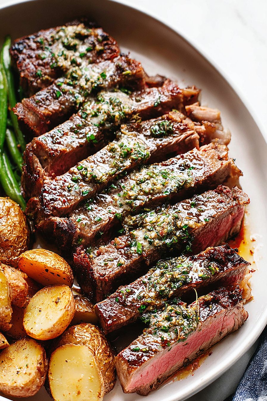 Garlic Herb Butter Steak in Oven