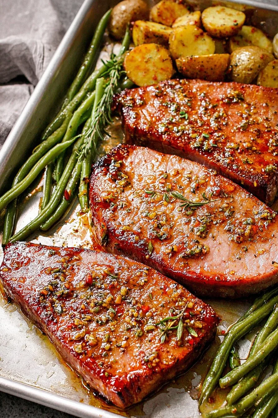 Baked Ham Steaks Sheet Pan Dinner