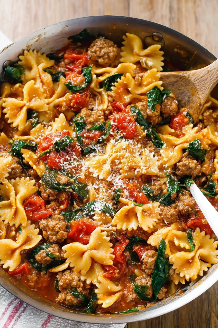 Tomato Spinach Sausage Pasta