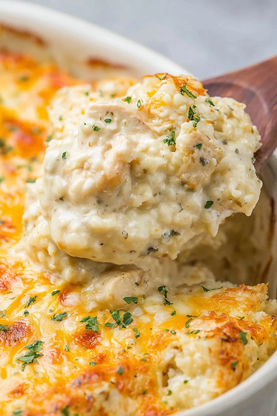Creamy Chicken and Cauliflower Rice Casserole (Keto, Low-Carb)