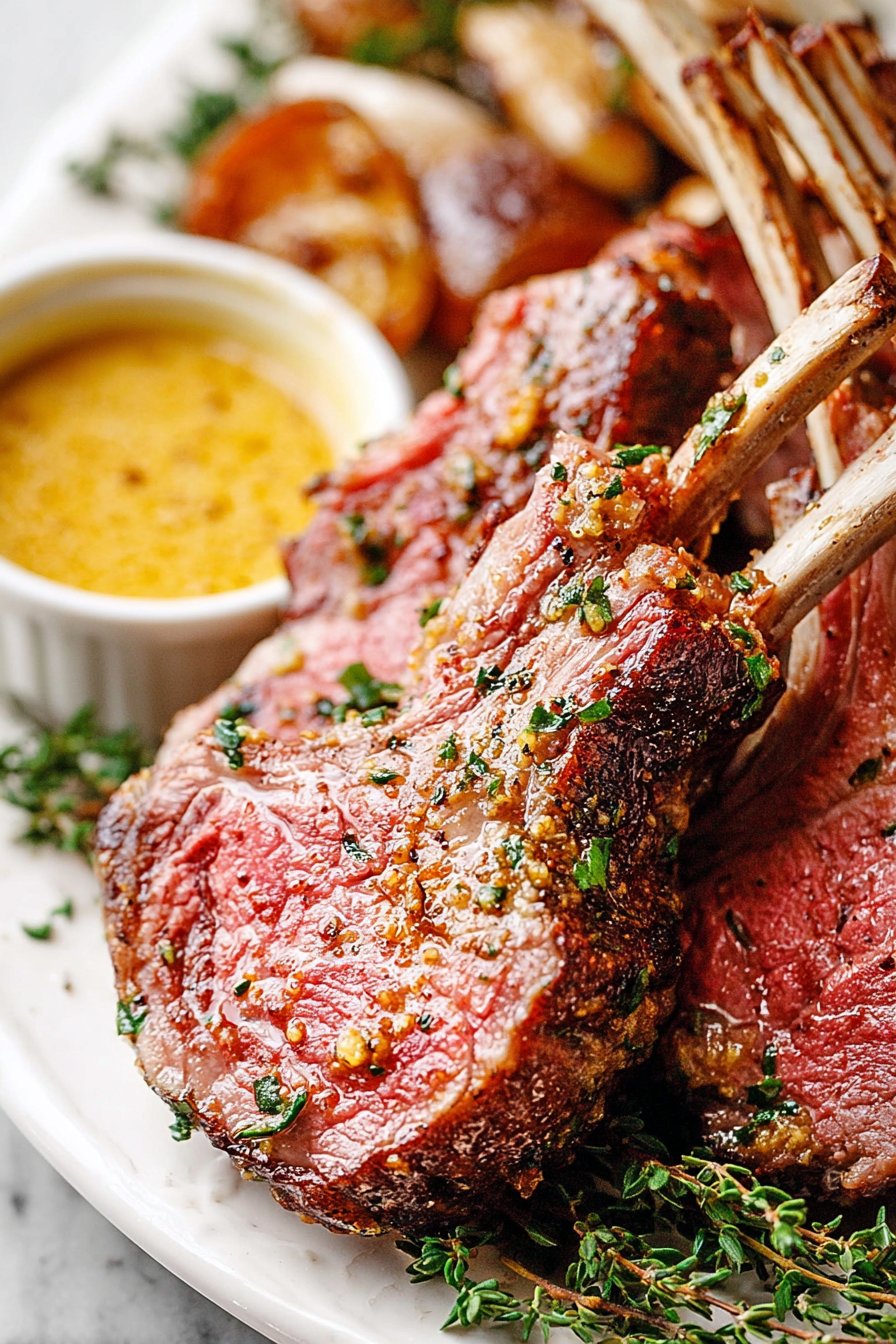 Garlic Roasted Rack of Lamb with Butter Sauce