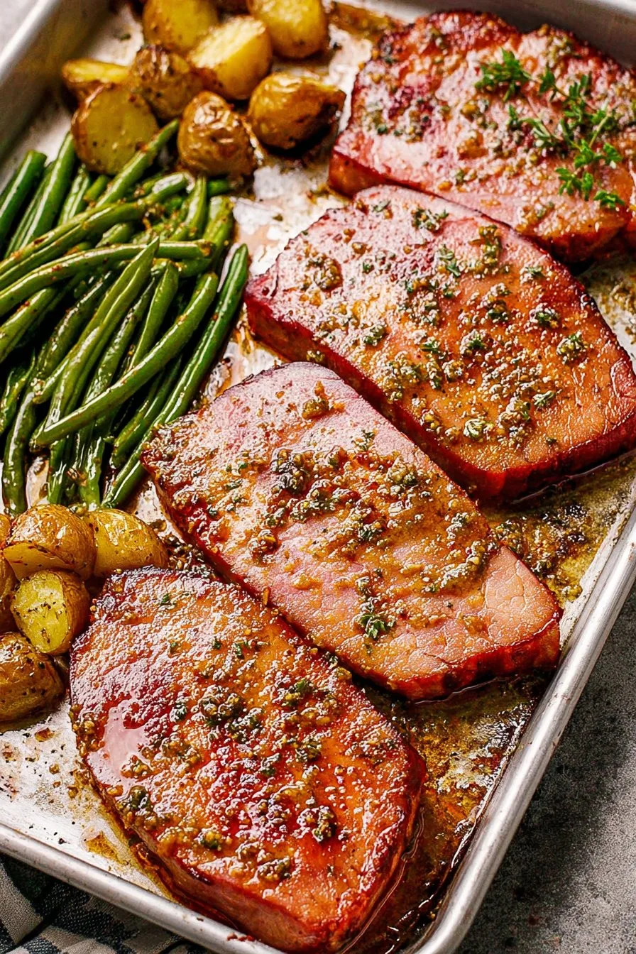 Baked Ham Steaks Sheet Pan Dinner