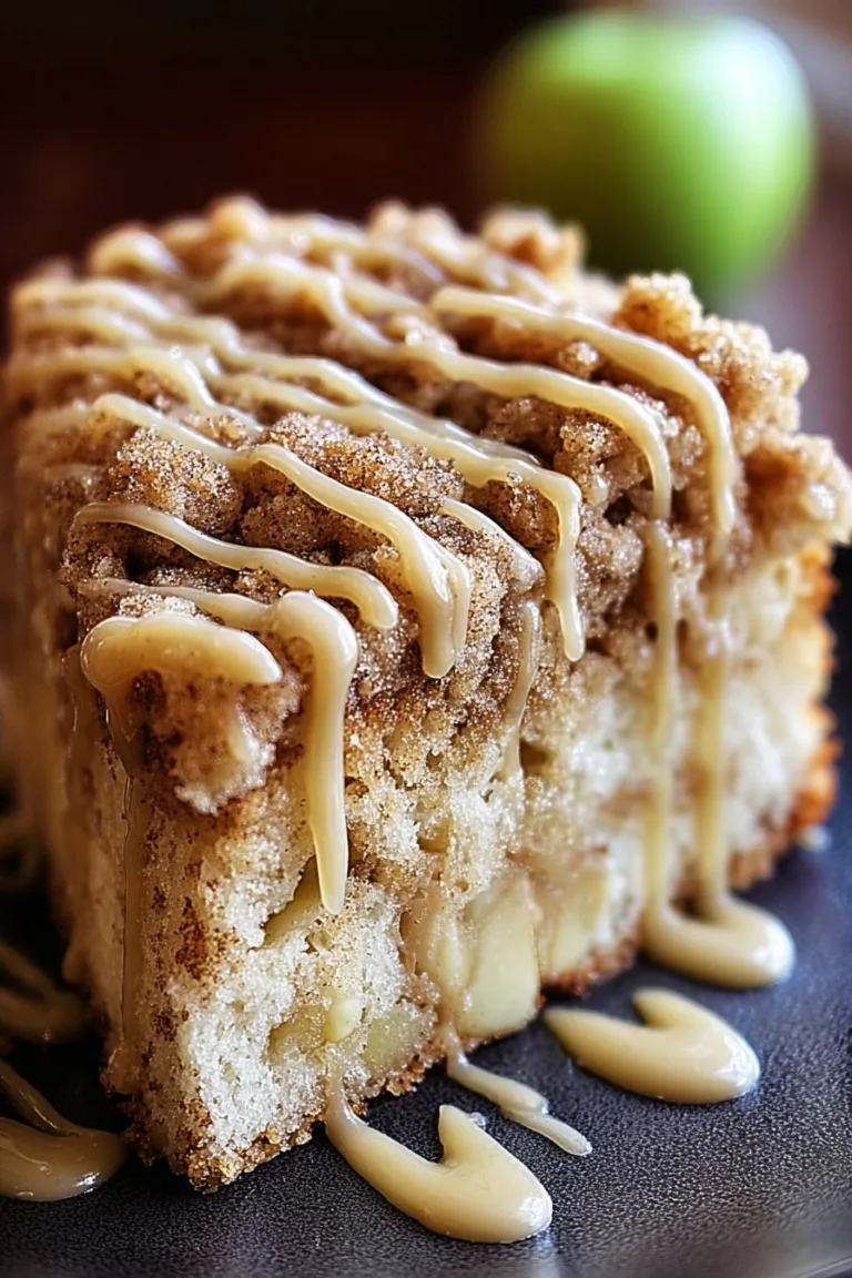 Apple Crumb Cake with Cinnamon Apple Drizzle
