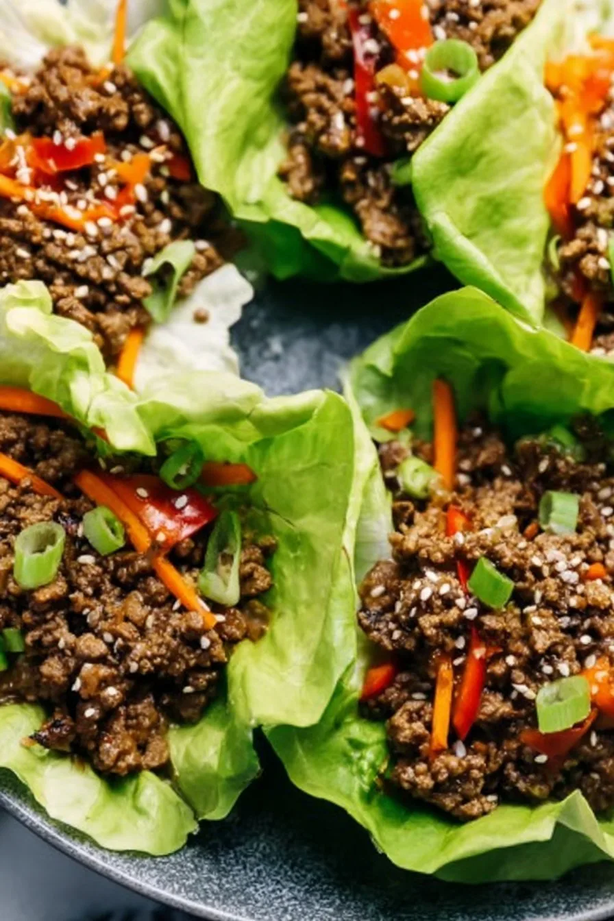 Asian-Style Ground Beef Lettuce Wraps