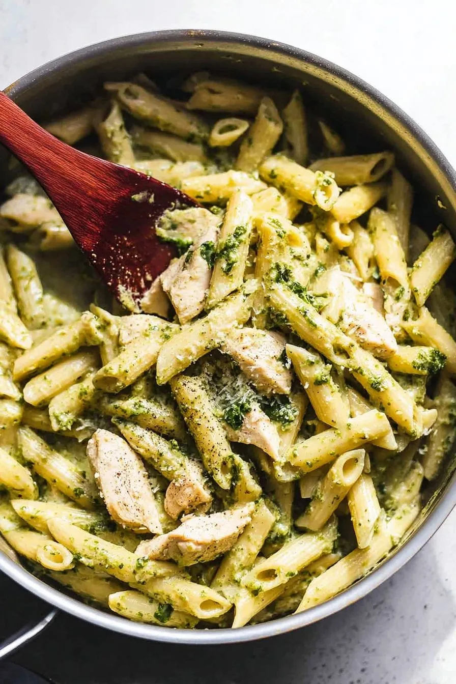 One Pot Creamy Pesto Chicken Pasta