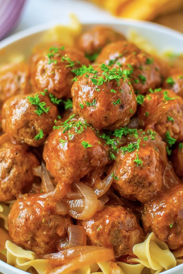 Slow Cooker Onion Meatballs