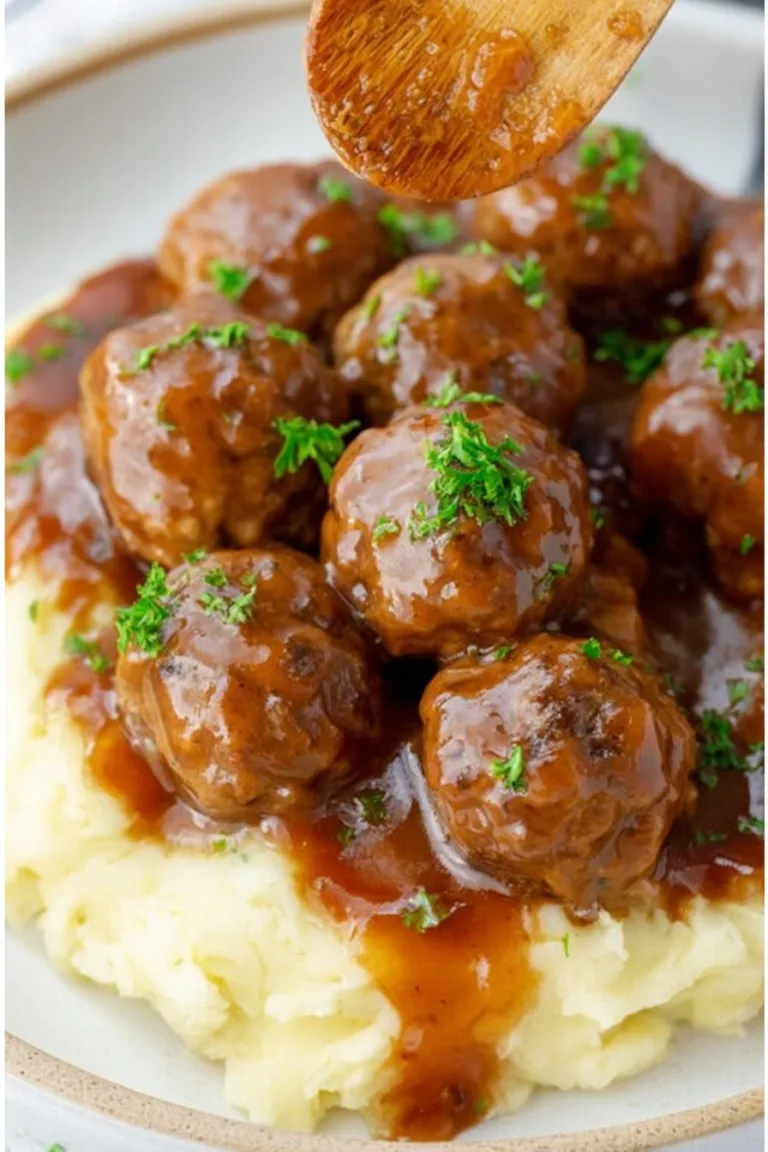Slow Cooker Salisbury Steak Meatballs