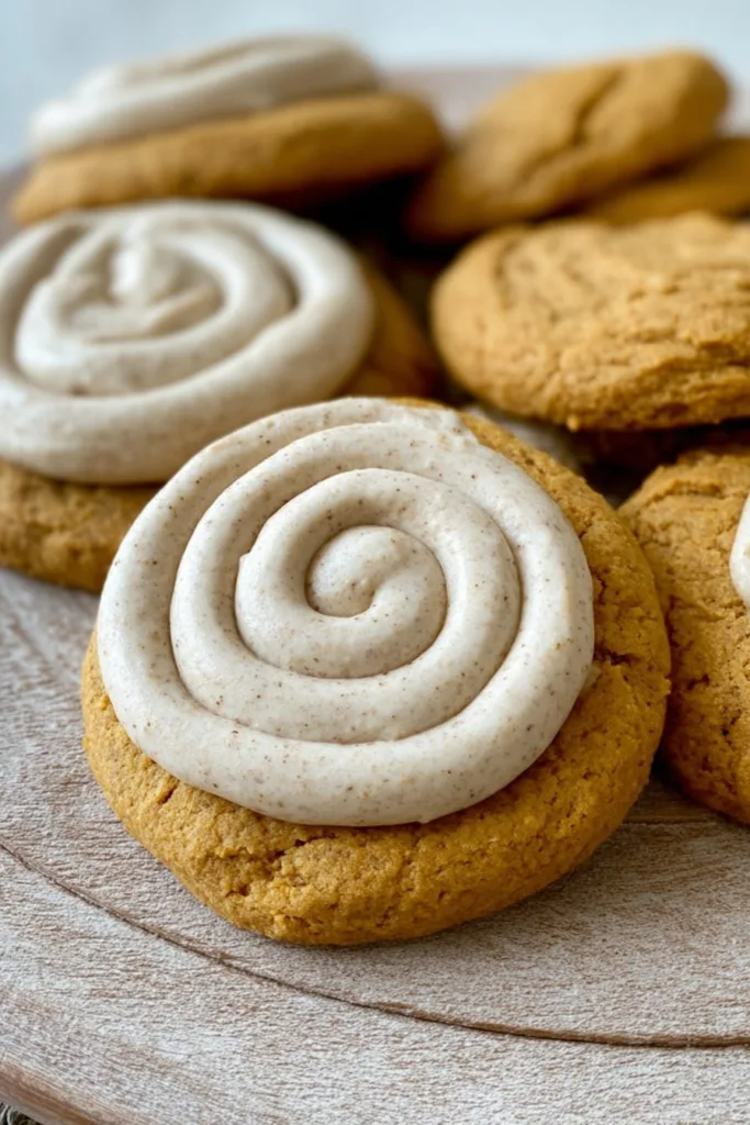 Soft Pumpkin Cookies with Cinnamon Frosting