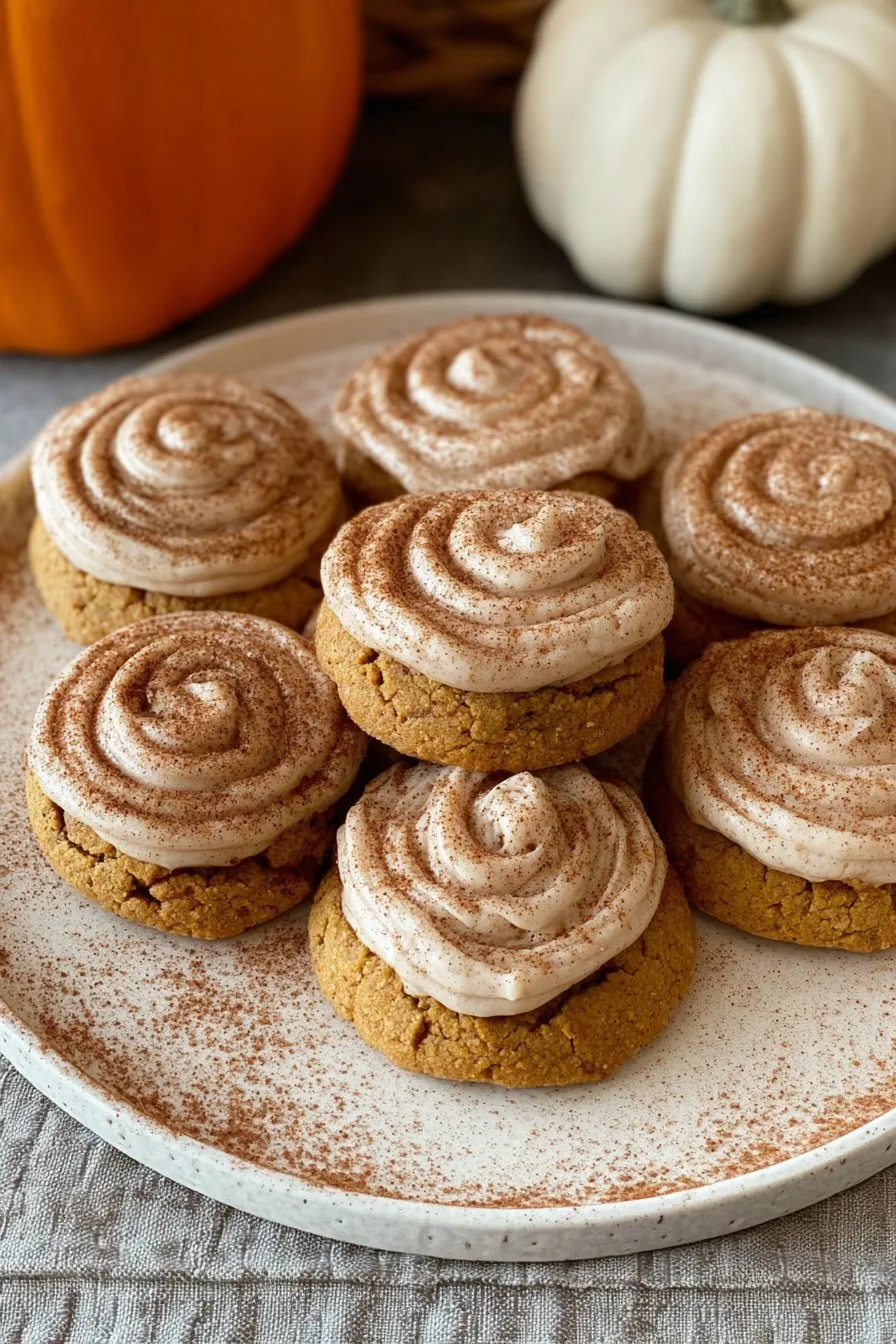 Soft Pumpkin Cookies with Cinnamon Frosting