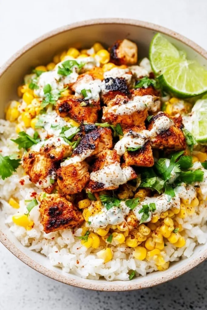 Street Corn Chicken and Rice Bowls