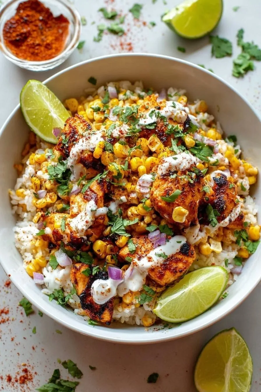Street Corn Chicken and Rice Bowls