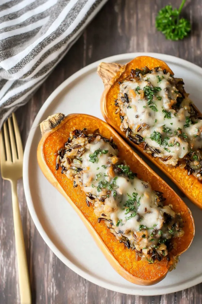 Stuffed Butternut Squash with Wild Rice