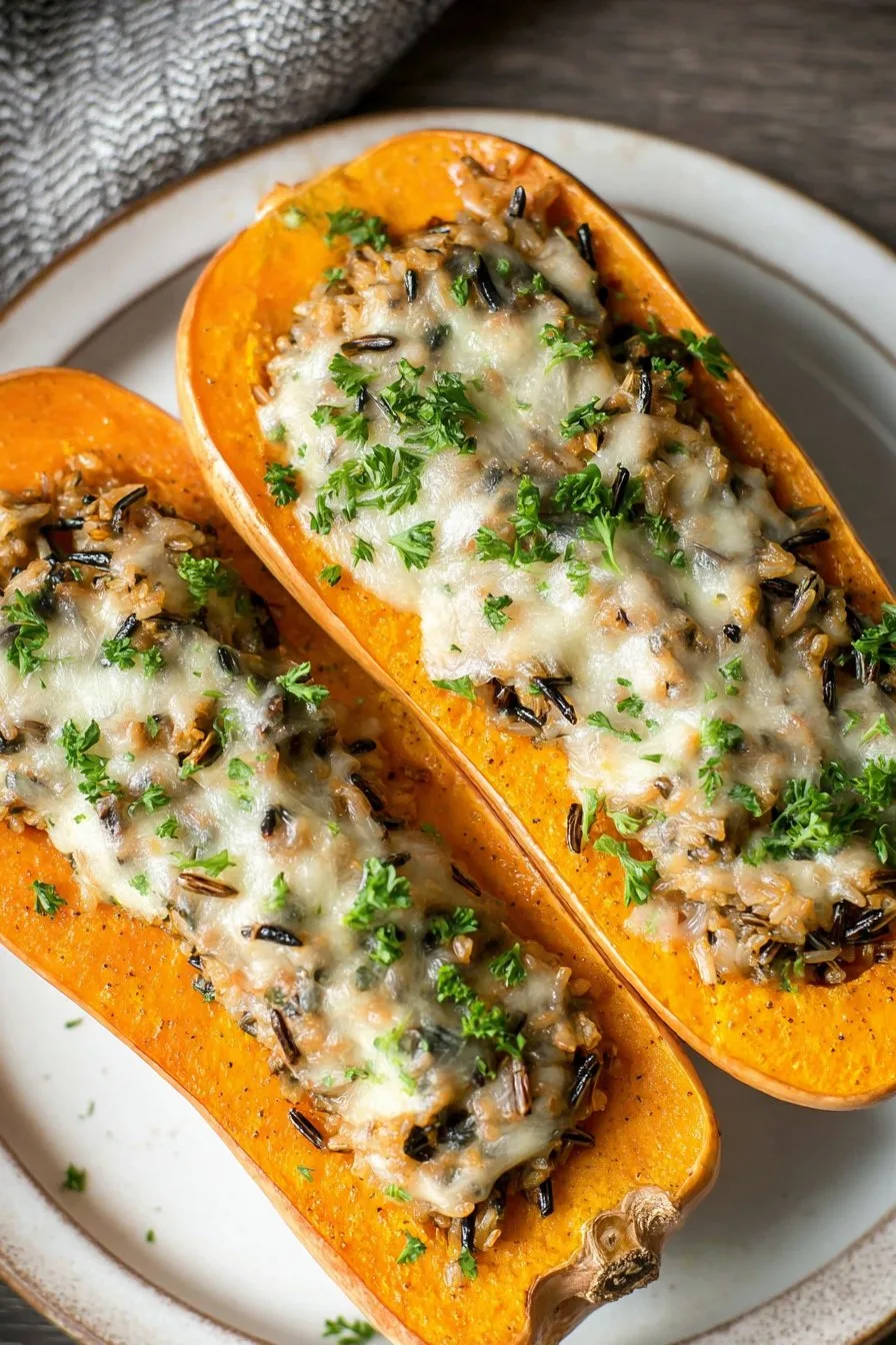 Stuffed Butternut Squash with Wild Rice