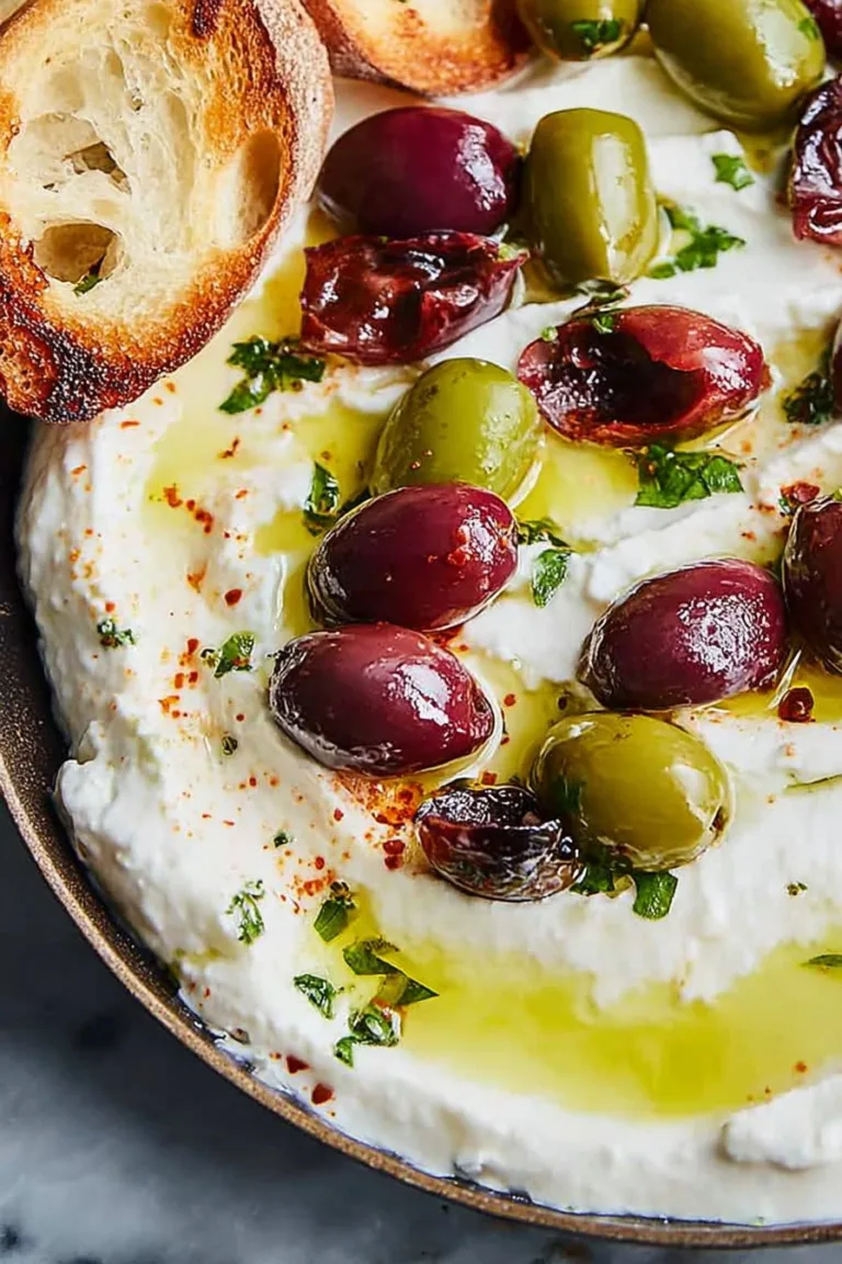 Whipped Feta Recipe with Roasted Olives