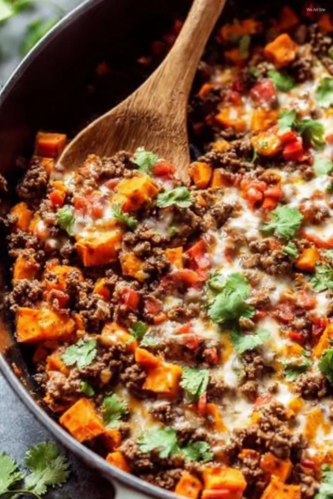 Southwest Ground Beef and Sweet Potato Skillet