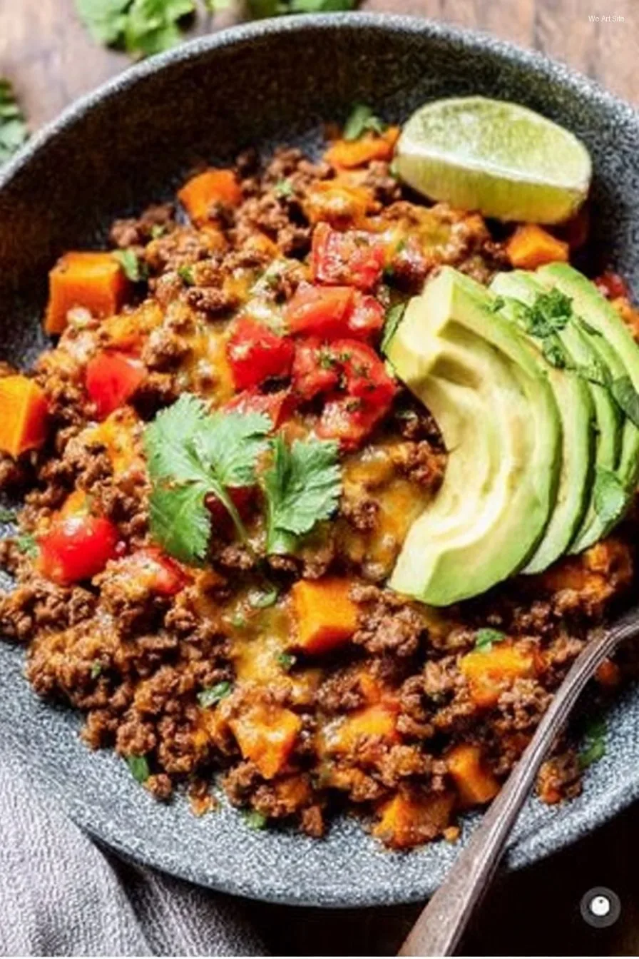 Southwest Ground Beef and Sweet Potato Skillet
