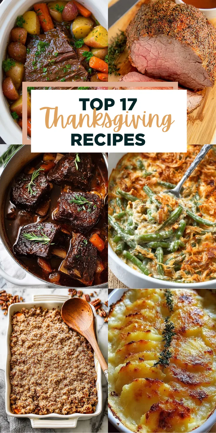Discover 17 delicious and easy Thanksgiving recipes your family will love. Find classic main courses, essential side dishes, and festive desserts for the perfect holiday meal.