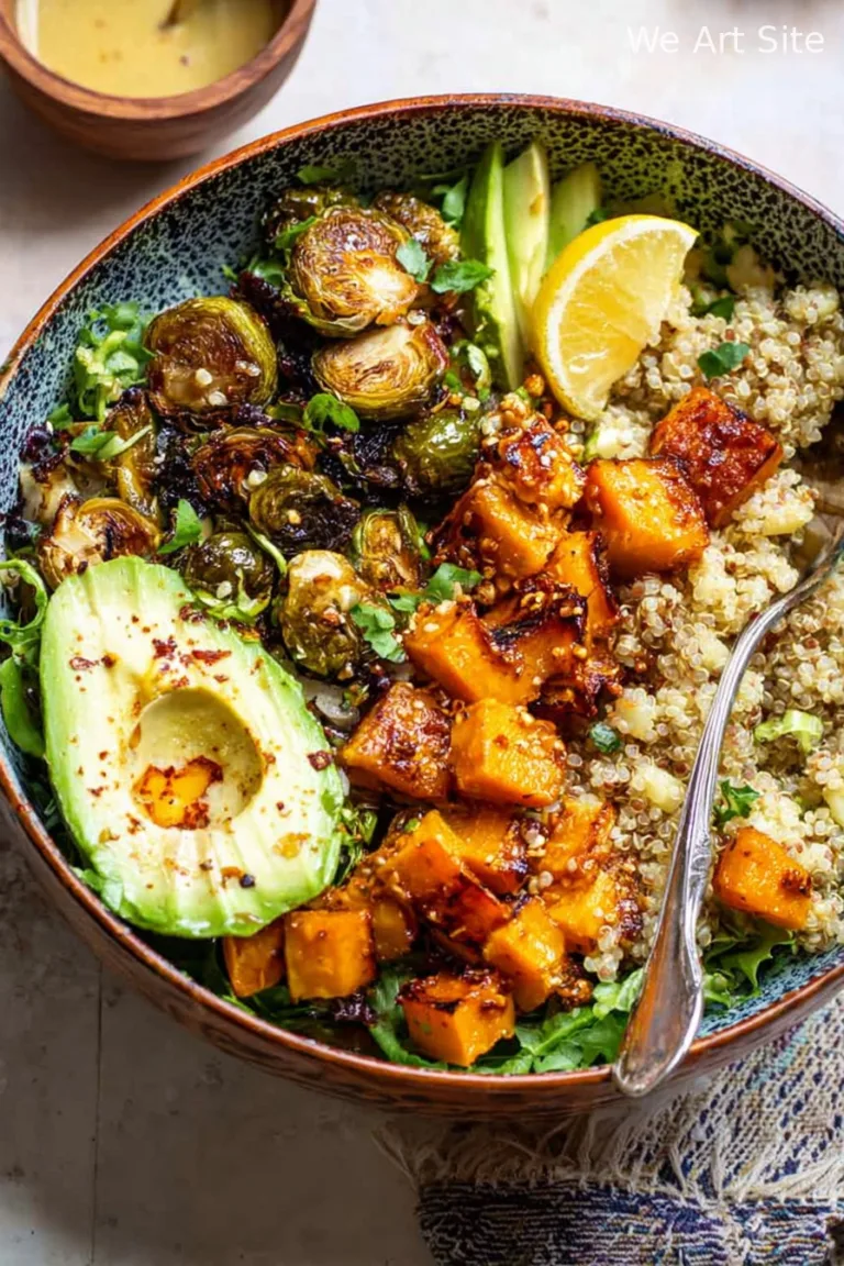 Quinoa Power Bowls with Maple Chipotle Brussels and Smoky Butternut Squash