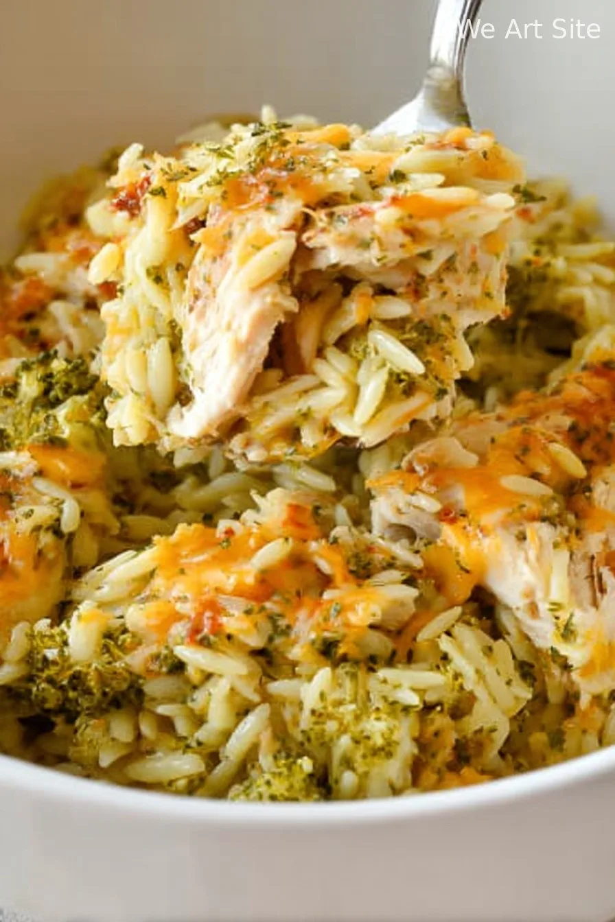 Broccoli Cheddar Baked Chicken Orzo