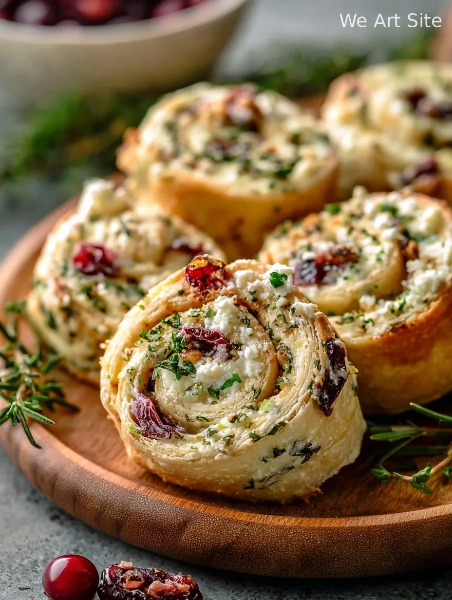 Cranberry Cream Cheese Pinwheels with Feta & Herbs
