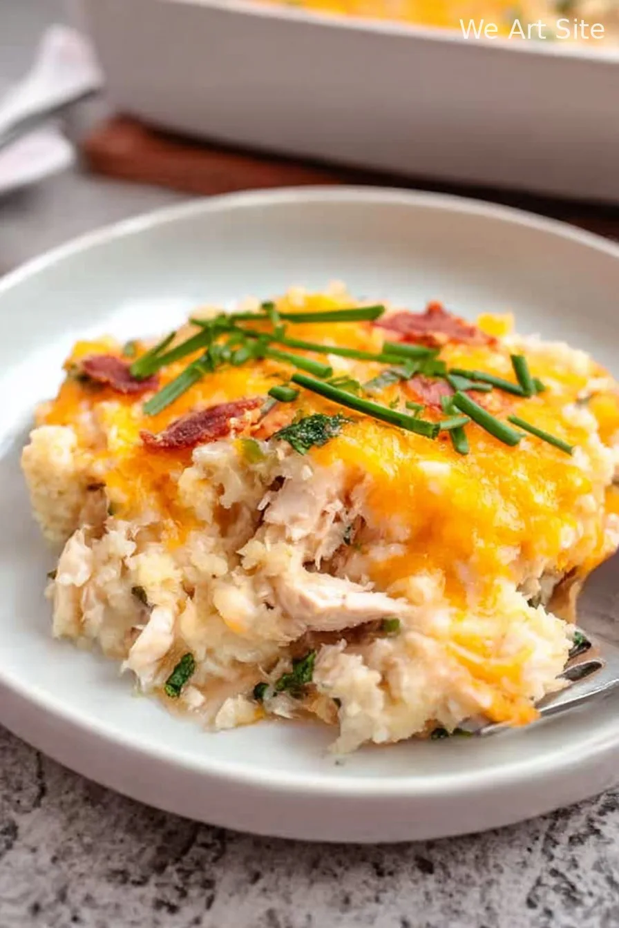 Loaded KETO Chicken Cauliflower Rice Casserole