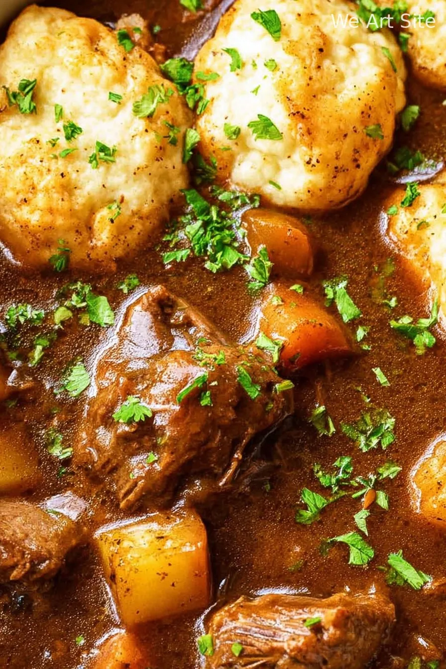 Slow Cooker Beef Stew and Dumplings