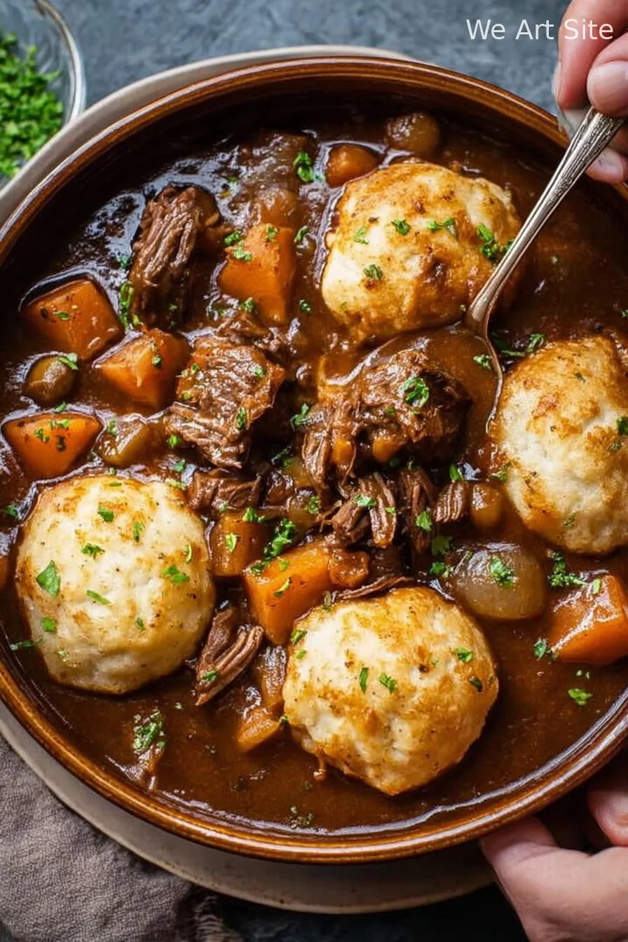 Slow Cooker Beef Stew and Dumplings