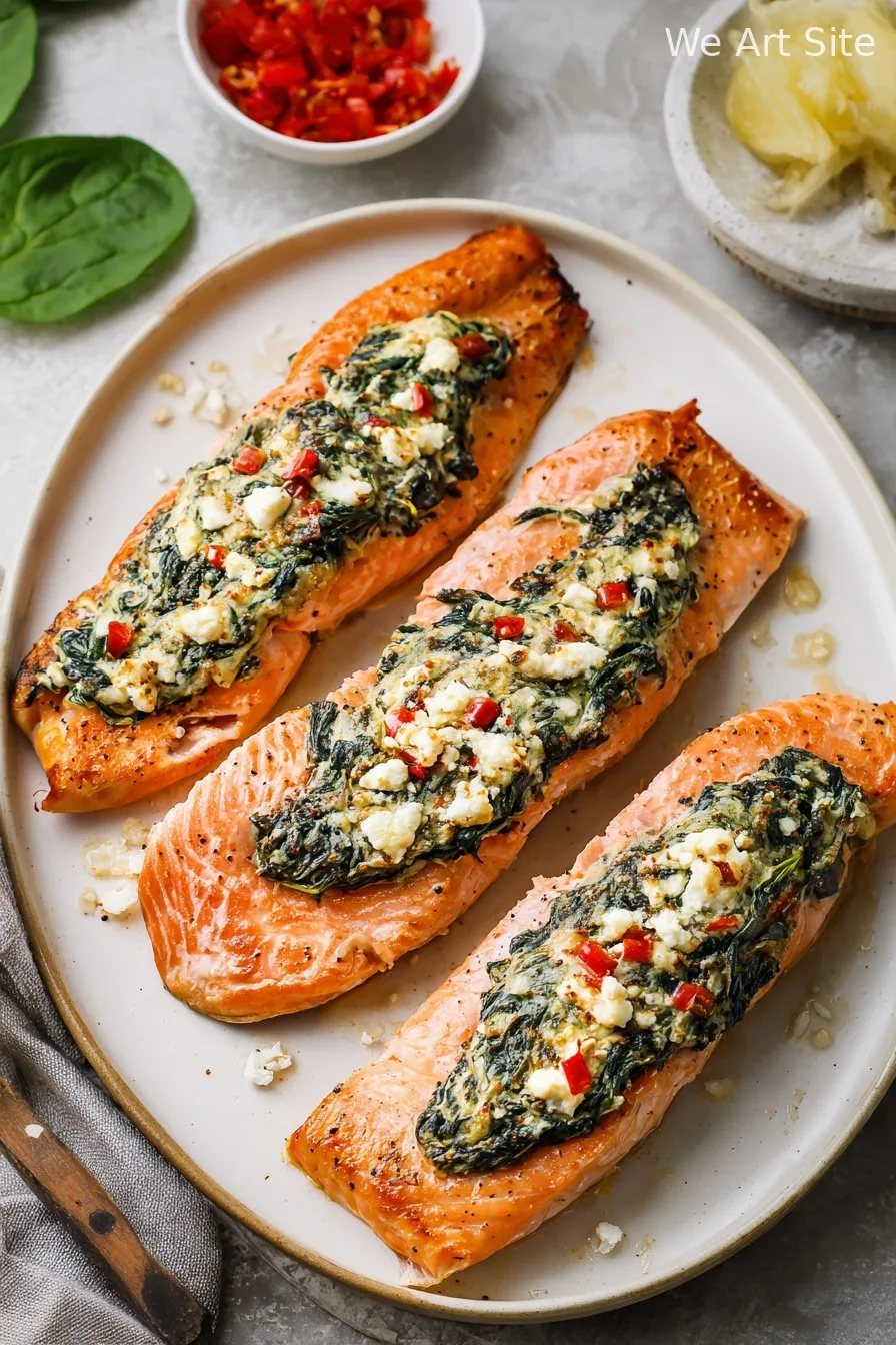 Stuffed Salmon With Spinach & Feta