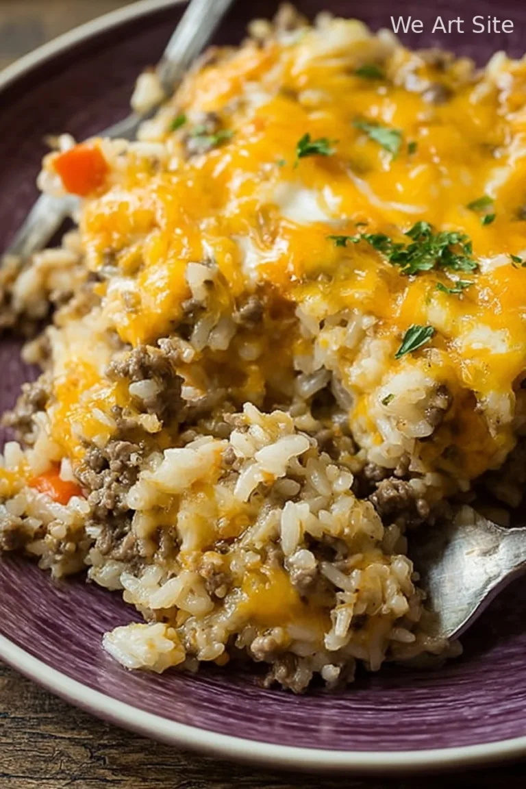 Cheesy Ground Beef and Rice Casserole