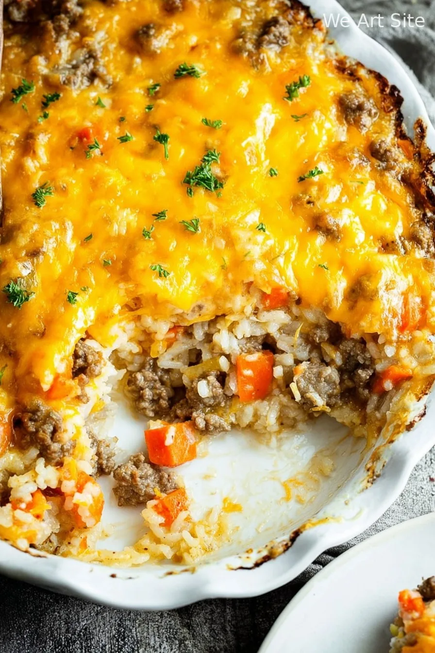 Cheesy Ground Beef and Rice Casserole