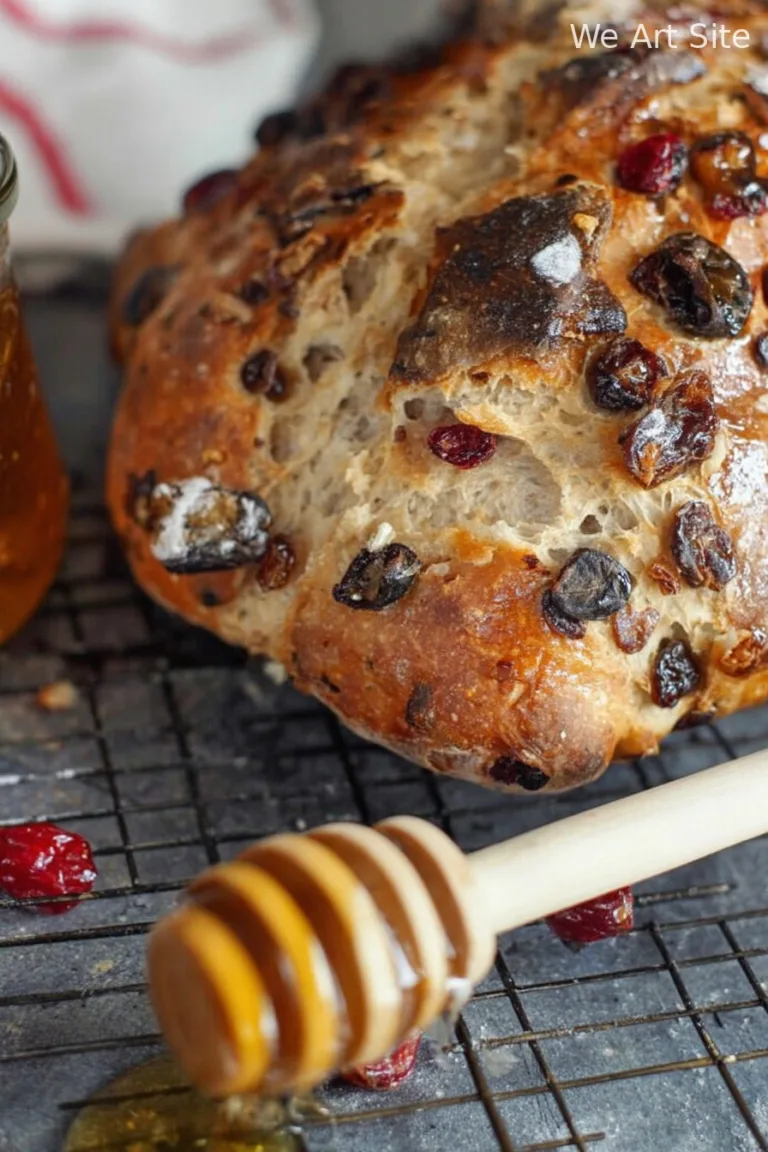 No Knead Cranberry Walnut Bread