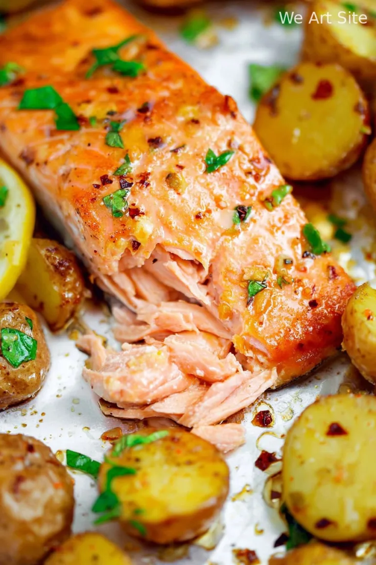 Sheet Pan Lemon Dijon Baked Salmon and Potatoes