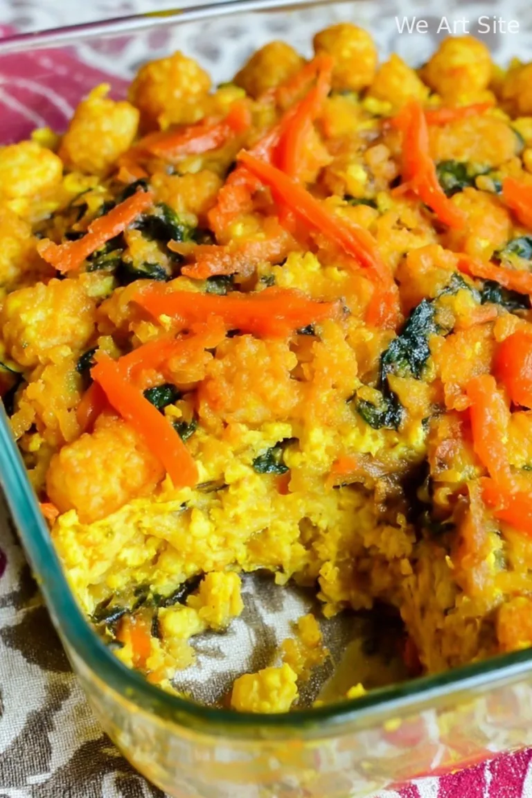 Tofu Breakfast Casserole with Tater Tots