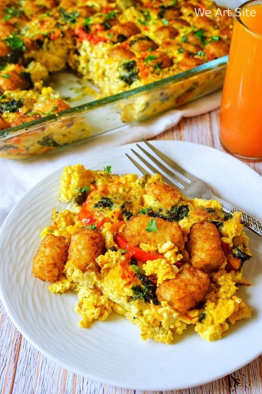 Tofu Breakfast Casserole with Tater Tots