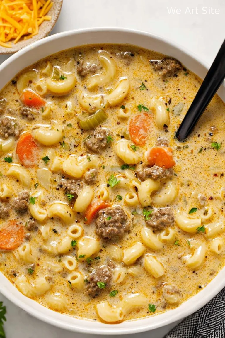 One-Pot Macaroni Cheeseburger Soup