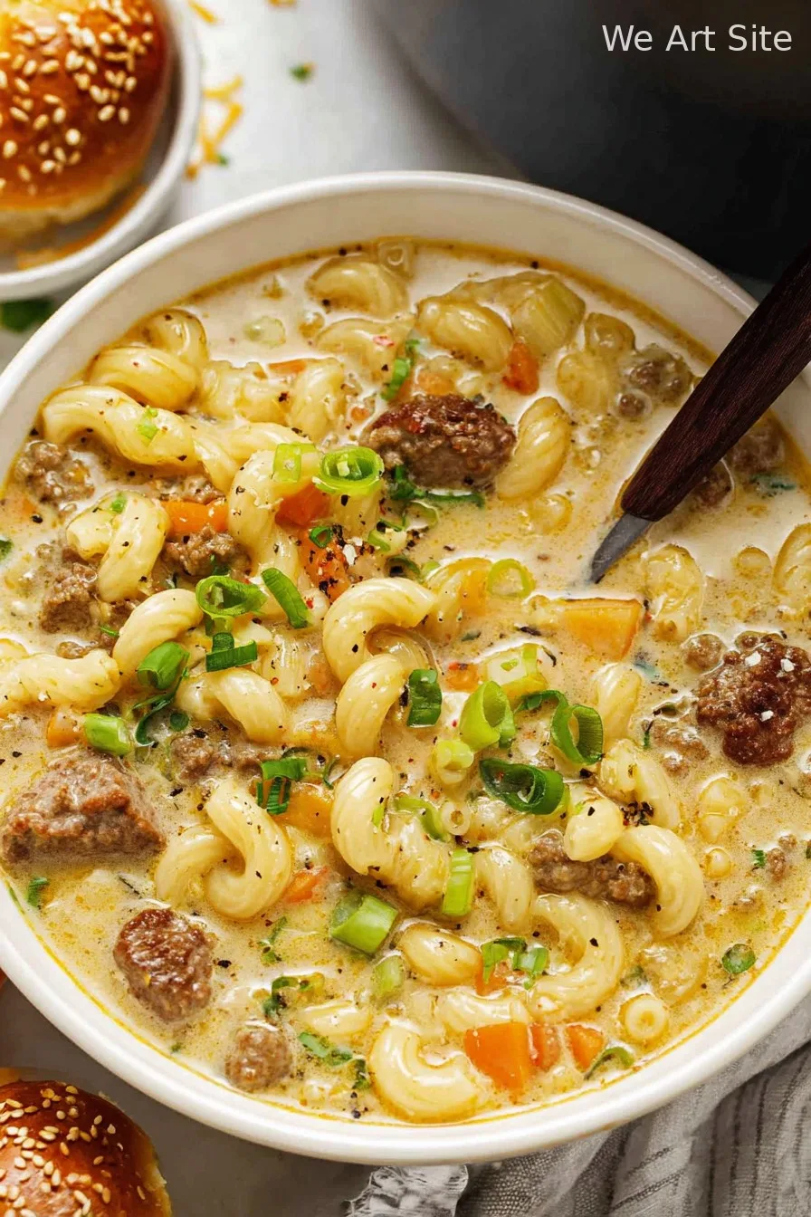 One-Pot Macaroni Cheeseburger Soup