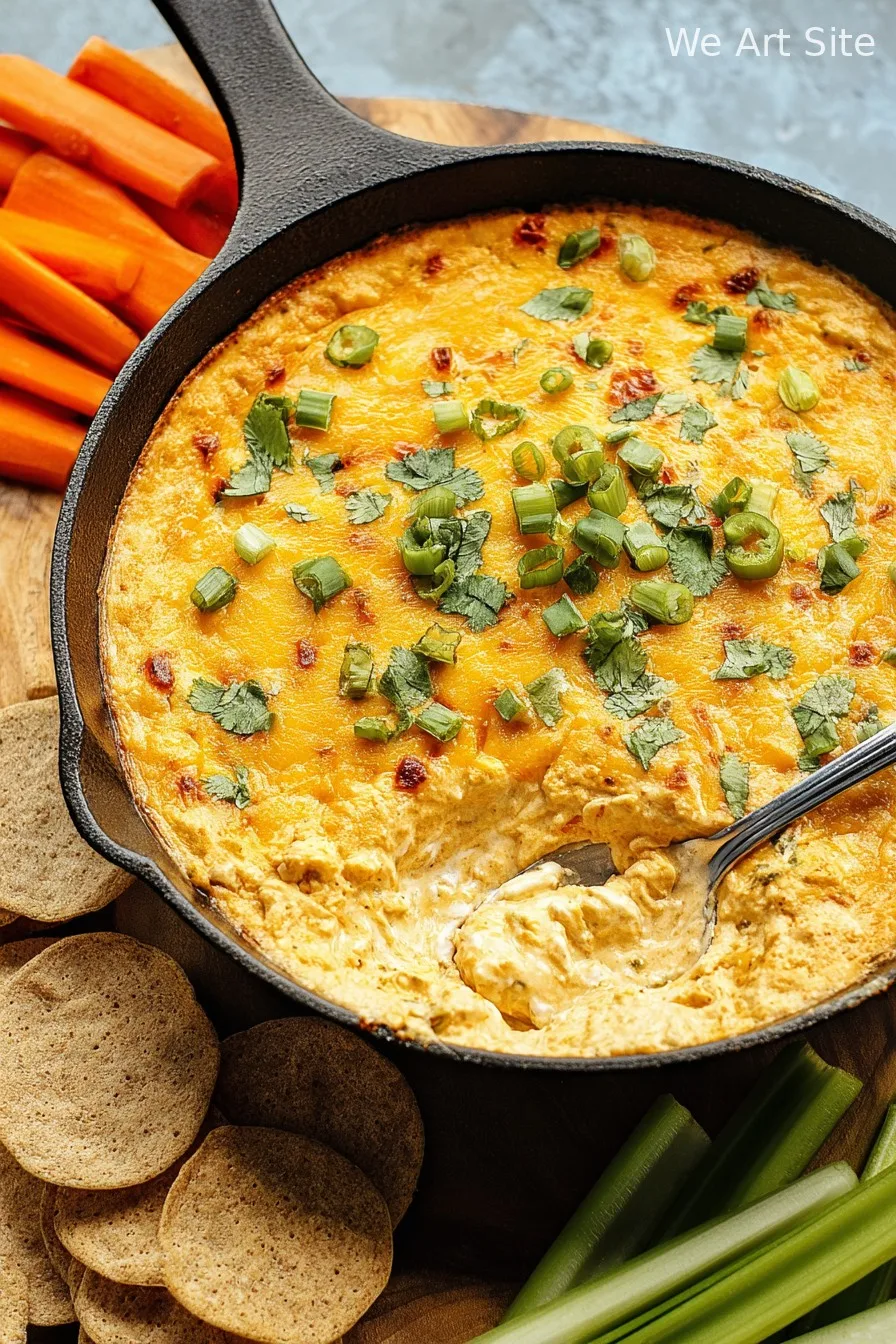 Vegetarian Three Cheese White Bean Buffalo Dip