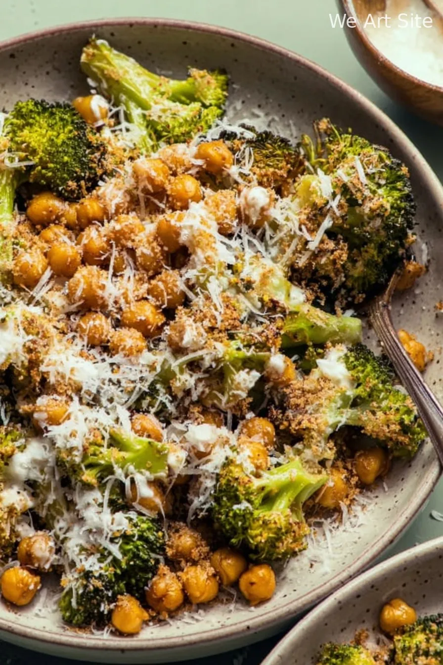 Broccoli Caesar Salad with Crispy Chickpeas and Toasted Breadcrumbs