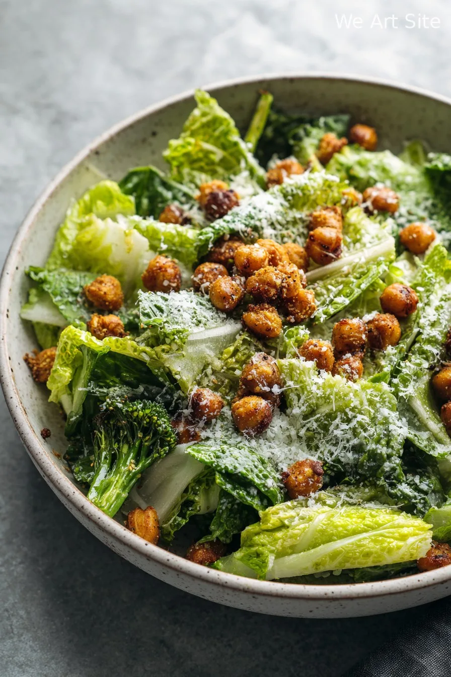 Broccoli Caesar Salad with Crispy Chickpeas and Toasted Breadcrumbs