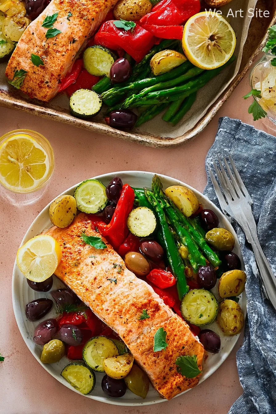 Mediterranean Salmon Sheet Pan Dinner