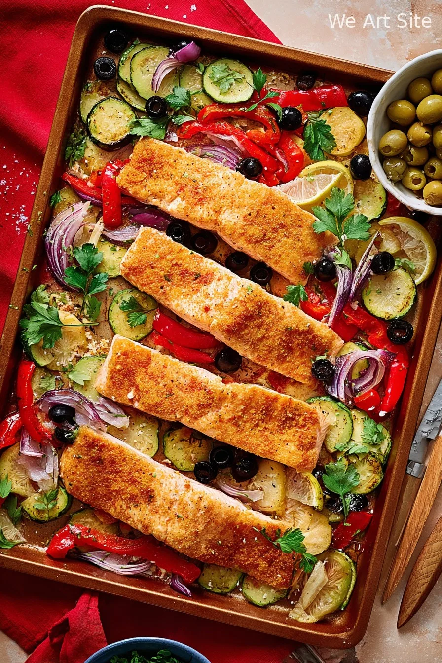 Mediterranean Salmon Sheet Pan Dinner