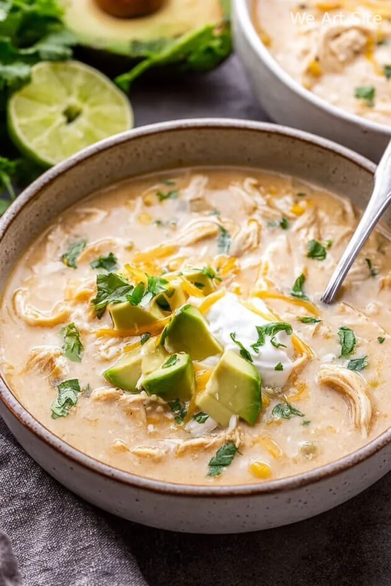 Slow Cooker Creamy Green Chile Chicken Enchilada Soup